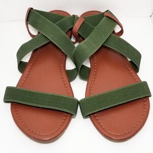 Rekayla Flat Elastic Sandals Women Size 10 Olive Green
